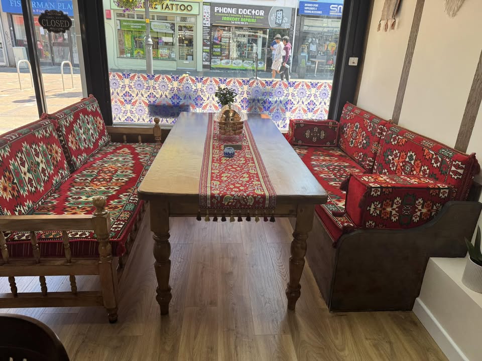 Traditional Turkish seating area at Tulip Cafe